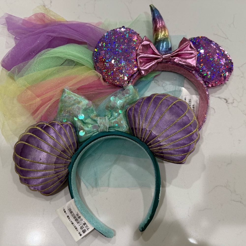 Disney Magical Mermaid and Unicorn Headband Set - Purple and Teal